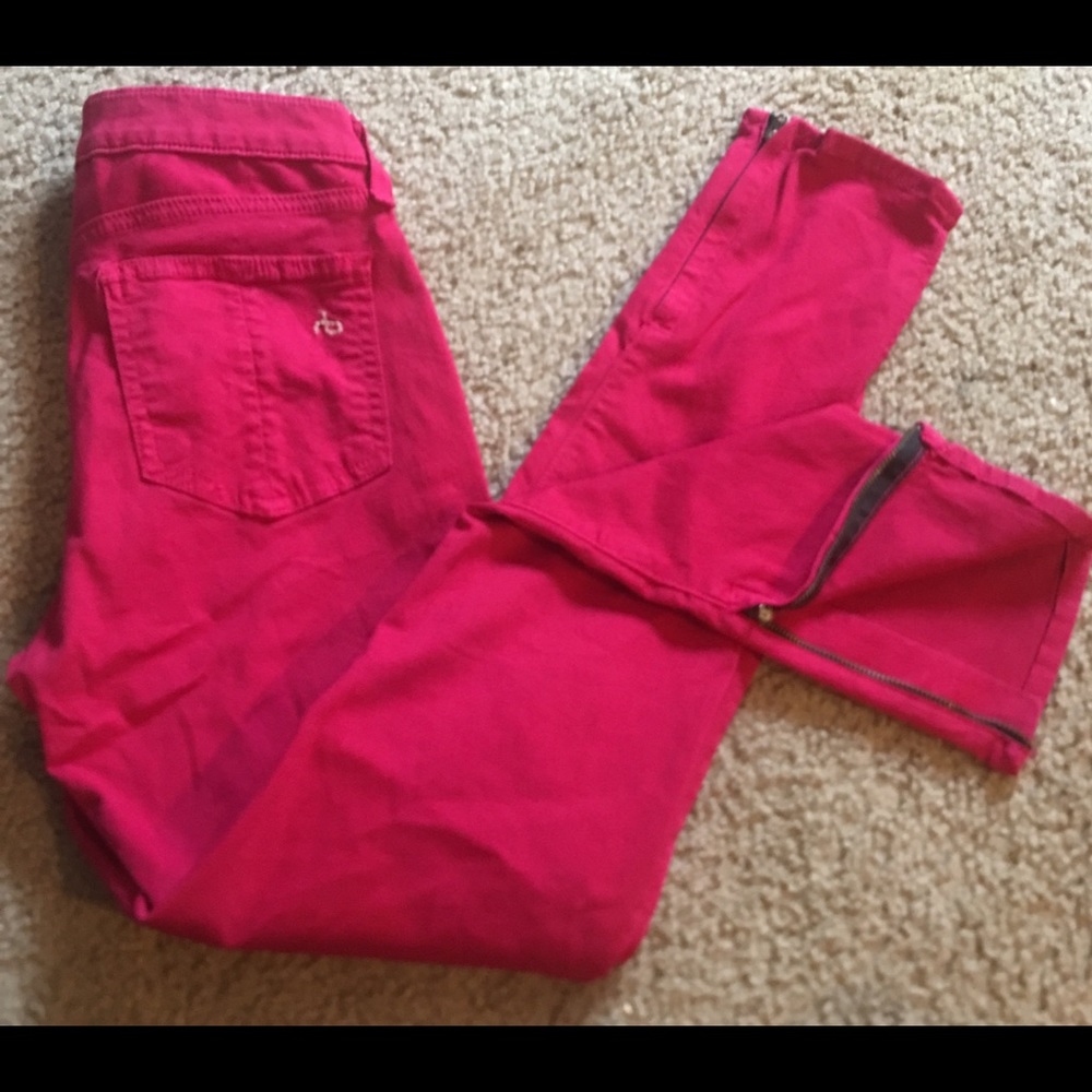 rag & bone magenta pink zipper Capri size 24